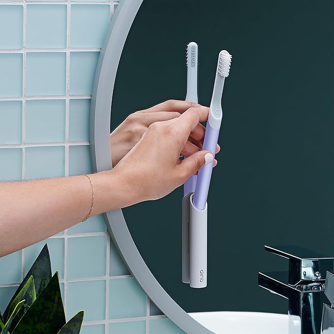 quip Sonic Toothbrush for Adults with Timer - Includes Extra Brush Head and Travel Cover Mount - Electric Soft Bristle Refill Head Plastic Handle 3 Month Battery Life - Travel Toothbrush - Lavender