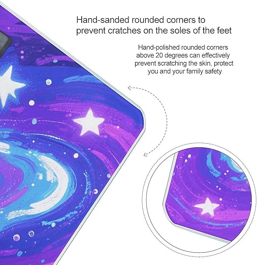 Starry Print Bathroom Scale for Body Weight LCD Display Digital Bathroom Scale Tempered Glass Bathroom Weight Scales Fashion Smart Scales for Home Bedroom 400 Lb