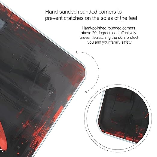 Red Black Shark Bathroom Scale Automatic Power On/Off Body Scales LCD Backlight Display Square Digital Scale Rounded Corners Bathroom Scales for Home Bedrooms