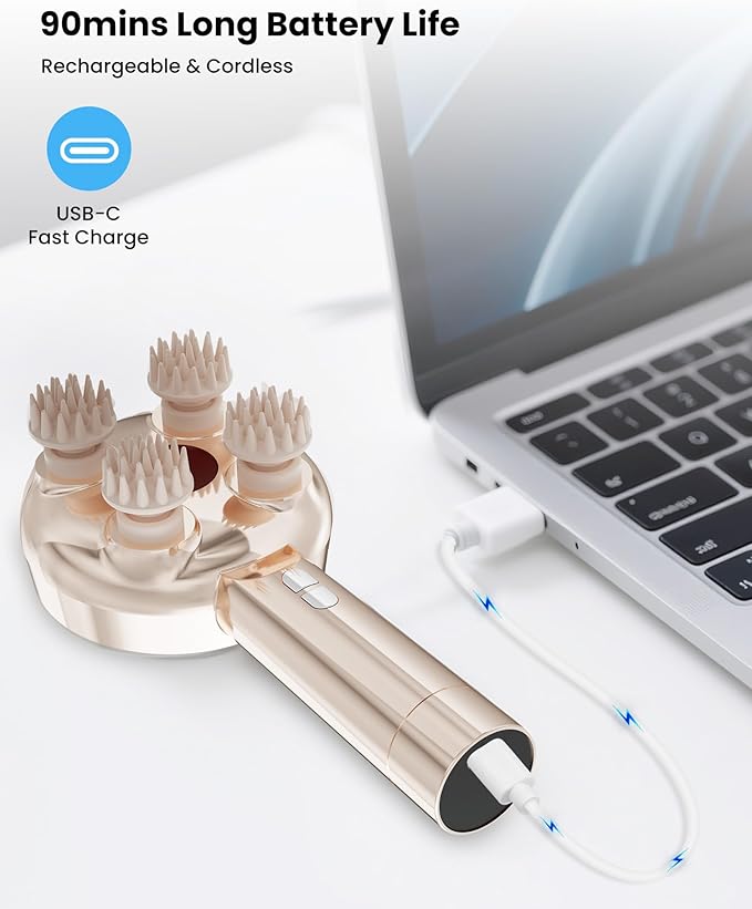COMFIER Handheld Scalp Massager Hair GrowthCordless Hair Head Massager with 3 Modes &amp 8 Silicone ClawsIPX7 Waterproof Body Massager for Stress RelaxPet MassageHead ScratcherGifts MenWomen(Go