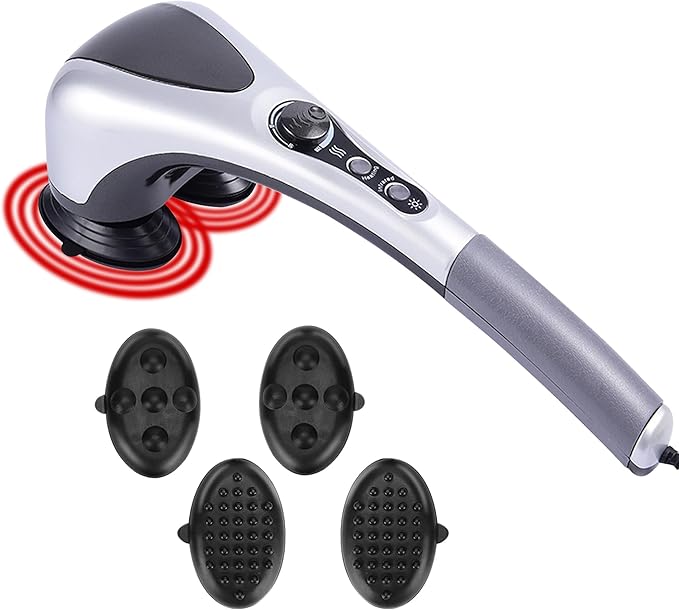 Electric Dual Head Heavy Hammer Massager Handheld Heated Massage for Deep Tissue Pain Relief for deep Relaxation and Rejuvenation of Muscles Back Shoulders and Legs Throughout The Body