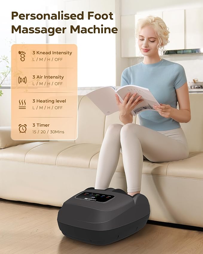 Shiatsu Foot Massager with Heat &amp Remote - 2026 Upgraded Deep Kneading Massage for Plantar Fasciitis Neuropathy &amp Tired Feet | Fits Up to Size 14 | Perfect Gifts