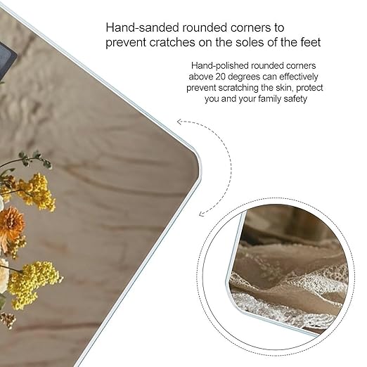 Warm Colored Flowers Bathroom Scale for Body Weight Bathroom Weighing Scales with Back Lit LED Display Sturdy Tempered Glass Body Weight Bathroom Scale 400lb Weighing