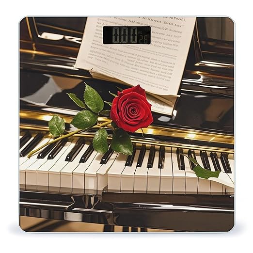 Red Rose on Piano Smart Scale for Body Weight Accurate Bathroom Scale with LED Display Digital Weight Scales Weighing Machine High Precision Scales for Bath Home