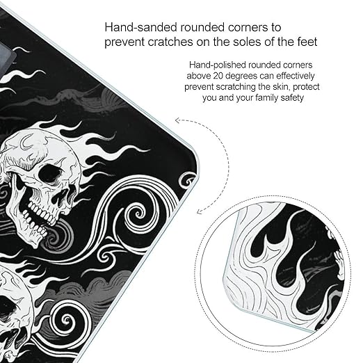 Skull Bathroom Scale for Body Weight Bathroom Digital Electronic Weighing Scale with Back Lit LED Display Sturdy Tempered Glass Weight Watchers Scales 400lb