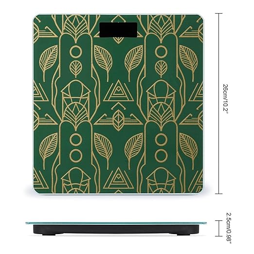 Peel and Stick Art Deco Weight Scale Large Bathroom Scales Digital Weight with Bright LED Display Non Slip Automatic Weighing Scale Fashion Weighing Machine for Body