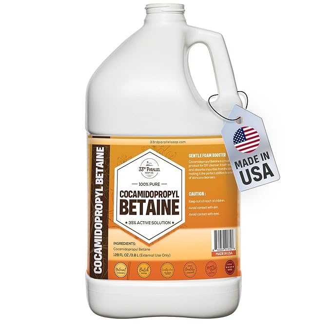 Cocamidopropyl Betaine (128oz / GALLON) Natural Surfactant | Premium Coco Betaine Liquid Cosmetic Grade Gentle on Skin | For Facial Cleansers Shampoos Body Washes Bubble Baths Soap | 1 GALLON