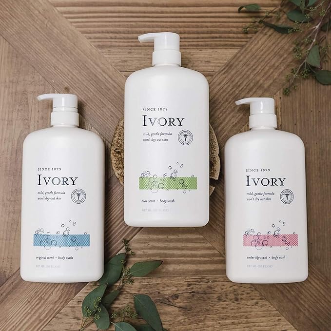 Ivory Body Wash - Ivory Clean Body Wash Pump Original with body pump. Ivory soap pamper yourself with this moisturizing body wash pump with 35 Fl. Oz. each with shower loofah (Pack of 2). (Aloe)