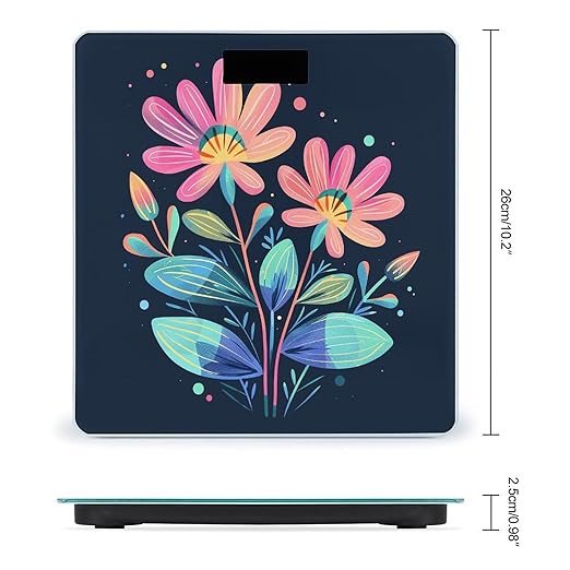 Red and Green Leaves Bathroom Scale for Body Weight LCD Display Digital Bathroom Scale Tempered Glass Bathroom Weight Scales Fashion Smart Scales for Home Bedroom 400 Lb