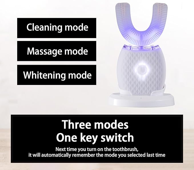 Ultrasonic Toothbrush for Adults - Automatic Electric Toothbrush with Soft Bristles Rechargeable Portable 30'' Automatic Timer Wireless Charging Washable for Travel &amp Home Use (White)