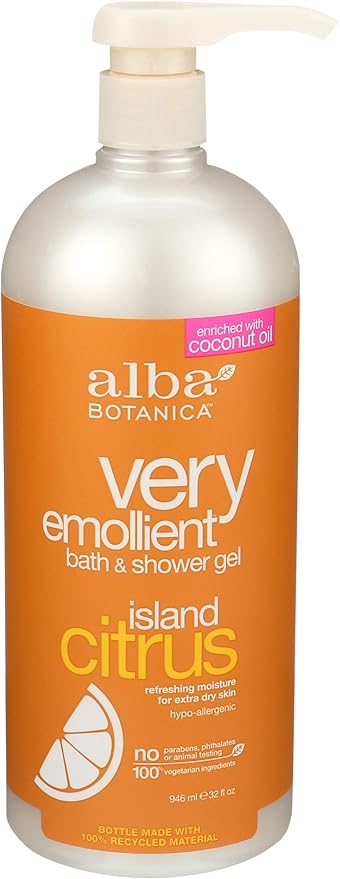 Alba Botanica Very Emollient Bath &amp Shower Gel - Island Citrus 32 fl oz (947 ml) Gel