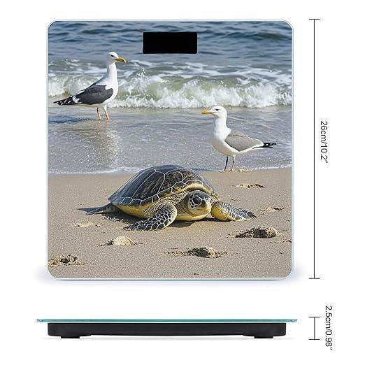 Green Sea Turtle Bathroom Scale for Body Weight Bathroom Weighing Scales with Back Lit LED Display Sturdy Tempered Glass Body Weight Bathroom Scale 400lb Weighing