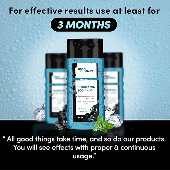 TV 3 in 1 Action Charcoal &amp Menthol Body Wash | With Menthol 5% Niacinamide &amp Activated Charcoal Beads | For Instant Cooling Odor Protection &amp Improves Skin texture | 250ml