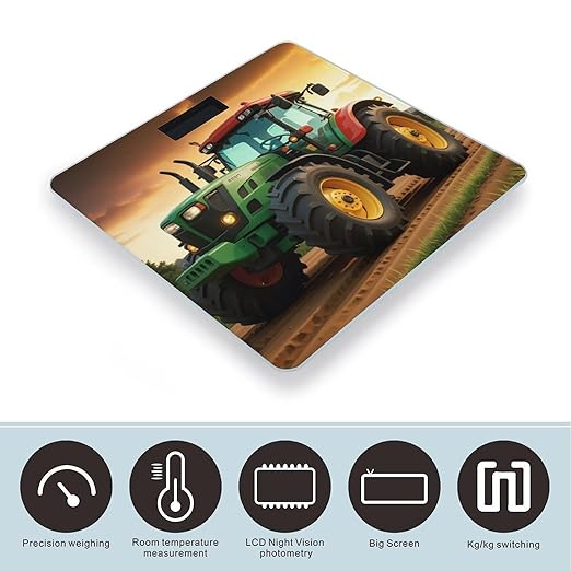 Tractor Theme Smart Scale for Body Weight Accurate Bathroom Scale with LED Display Digital Weight Scales Weighing Machine High Precision Scales for Bath Home