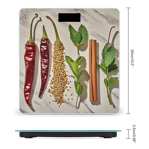 Spice Pepper Bathroom Scale for Body Weight Bathroom Weighing Scales with Back Lit LED Display Sturdy Tempered Glass Body Weight Bathroom Scale 400lb Weighing