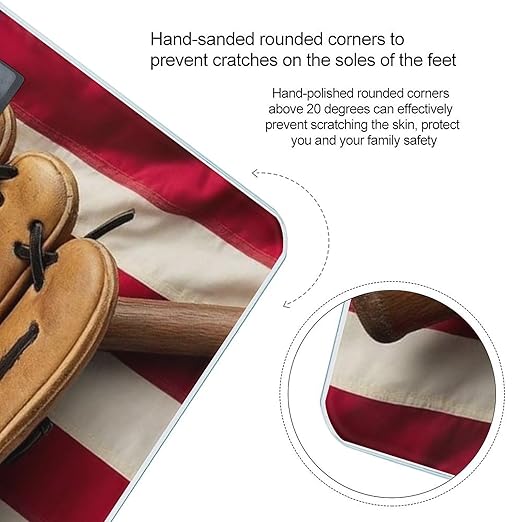 Men's Smart Scale for Body Weight Digital Bathroom Weighing Scale Automatic Switch Energy Saving Scale Vintage Ball Baseball American Flag