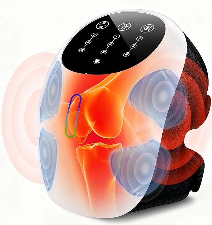 World's First 360° Knee Massager with 1-Second Heat - Cordless Red Light Therapy for Joint Comfort 3 Intensity Levels Perfect for Athletes Seniors &amp Active Adults
