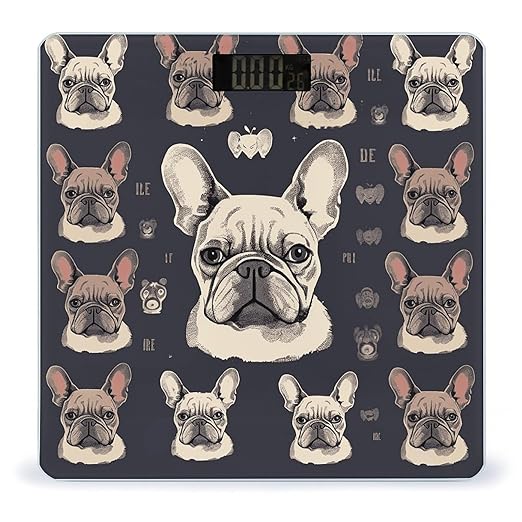 I Love French Bulldog Bathroom Scale for Body Weight LCD Display Digital Bathroom Scale Tempered Glass Bathroom Weight Scales Fashion Smart Scales for Home Bedroom 400 Lb