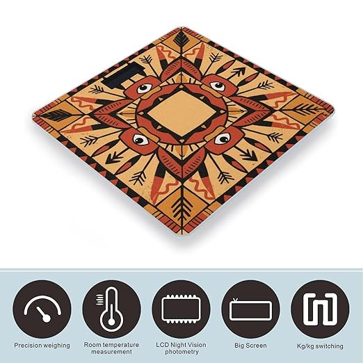 Boho Mandala Weight Scale Large Bathroom Scales Digital Weight with Bright LED Display Non Slip Automatic Weighing Scale Fashion Weighing Machine for Body