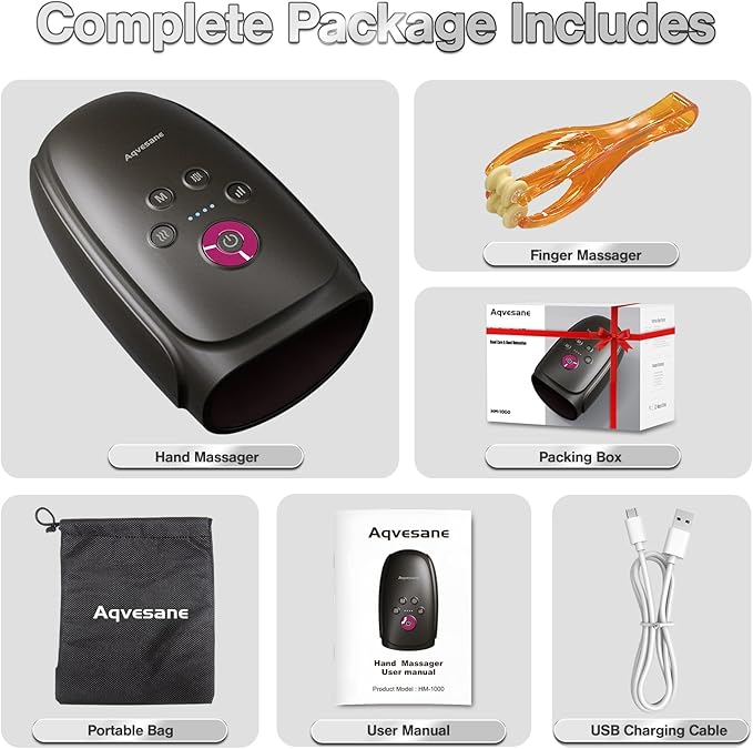 Hand Massager with Heat and Compression Cordless Hand and Wrist Massager for Arthritis and Carpal Tunnel Rechargeable Gifts for Women Men Dark Grey