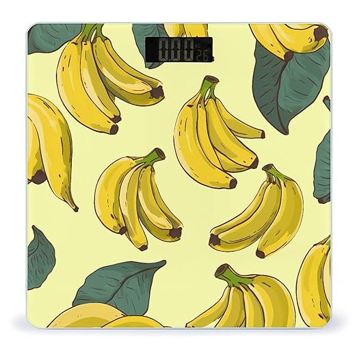 Banana Print Weight Scale Large Bathroom Scales Digital Weight with Bright LED Display Non Slip Automatic Weighing Scale Fashion Weighing Machine for Body