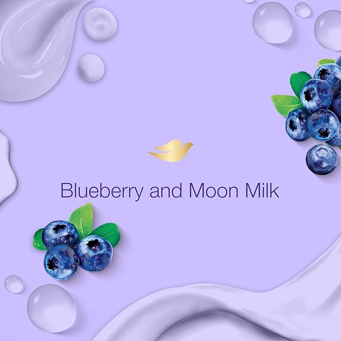 Dove Body Wash Unwinding Blueberry &amp Moon Milk 4 Count for Renewed Healthy Looking Skin Moisturizing Gentle Skin Cleanser with 24hr Renewing MicroMoisture 20 oz