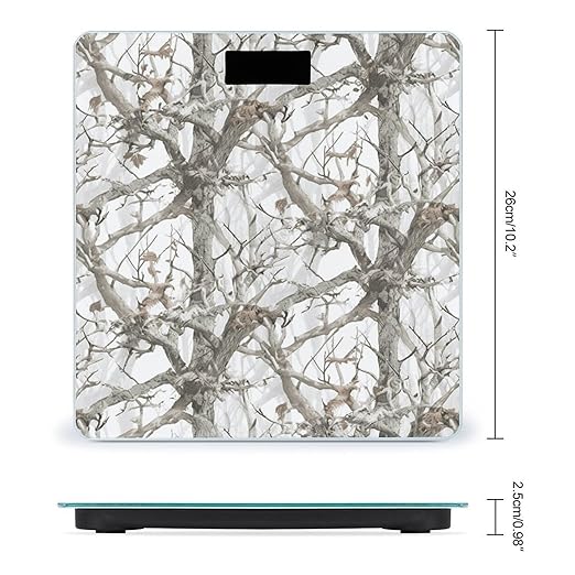 White Tree Camo Bathroom Scale for Body Weight 400 Lb Weight Scale with High Precision Sensors Tempered Glass Highly Accurate Digital Weighing Machine for People