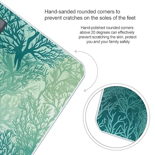 Green Sea Blue Seaweed Scale for Body Weight High Precision Digital Weight Scales with LCD Display Anti-Slip Sturdy Slim Tempered Glass Bathroom Scale for Home Use