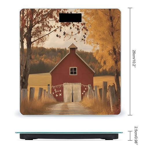 Fall Country Barn Scale for Body Weight Accurate Digital Bathroom Scale Toughened Glass High Precision Scales Smart Weight Scales with Large LCD Backlight Display Weighing Machine