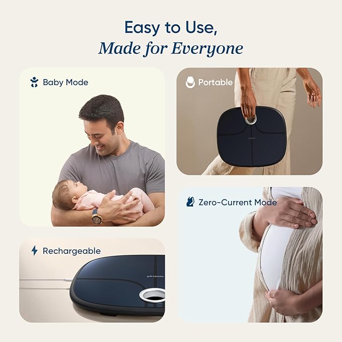 Etekcity Smart Rechargeable Scale for Body Weight BMI Fat Muscle Mass Digital Bathroom Scale with 13 Metrics Secret Mode Bluetooth Connect to Free Apps Stealth Black