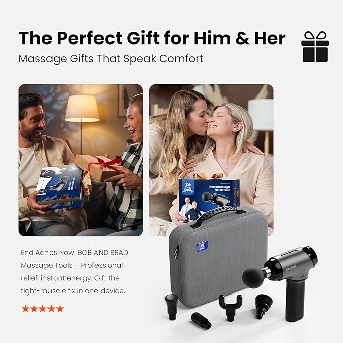 BOB AND BRAD T2 Massage Gun Deep Tissue Percussion Muscle Massage Gun for Back and Neck Upgraded 4000 mah Battery HSA Handheld Electric Back Massager for Athletes Pain Relief FSA Eligible