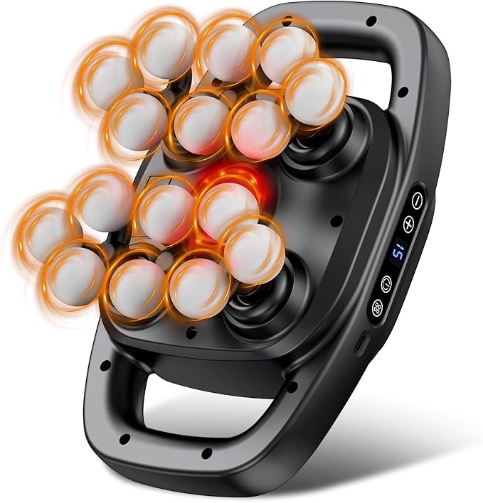 Deep Tissue Massager Gun for Back Shoulder and Neck Pain Relief Powerful Shoulders Back Massager Legs Foot Massager &amp Full Body Muscle Recovery with 16 Massage Heads 3 Modes &amp 30 Speed