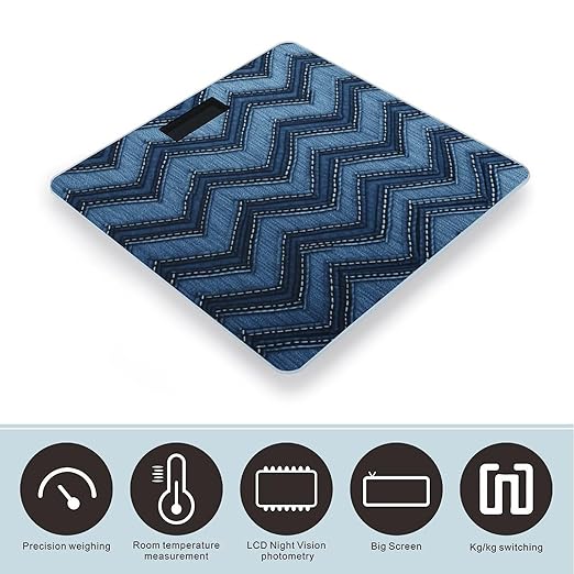Gradient Blue Denim Scale for Body Weight Precision Bathroom Weighing Scales with Back Lit LCD Display Sturdy Tempered Glass Body Weight Scales Digital Bathroom Scale 400lb