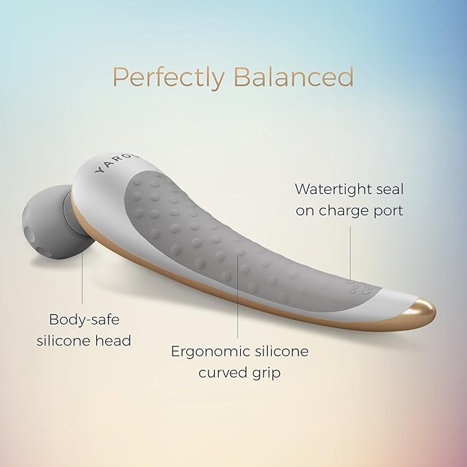 Yarosi Pro Best Massage Wand Most Powerful Premium Handheld Massager Cordless Waterproof Rechargeable Memory and Travel Lock Functions - for Muscle Aches and Sports Recovery Gold