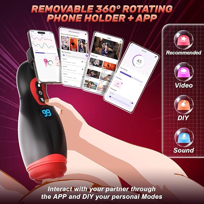 2026 Male Masterburbatar Hands Free with 9 Thrusting 9 Sucking Heating Vibration Modes Blowjobob Machine for Man Pocket Puzzy Mastusbafor Automatic Tight Viboators Sleeve Hoodies QEY31 (Red)