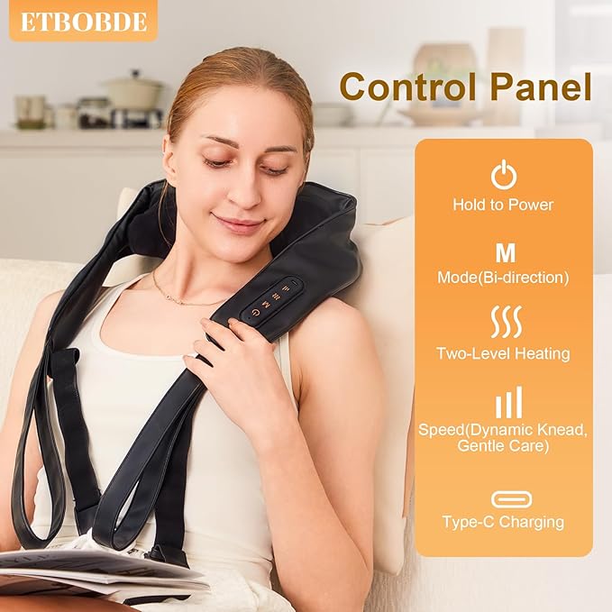 Neck and Shoulder Massager for Pain Relief Deep Tissue Lower Back Massage Cordless Neck and Back Massager with Heat Electric for Pain Relief Shiatsu Chair Office Home Car Gift