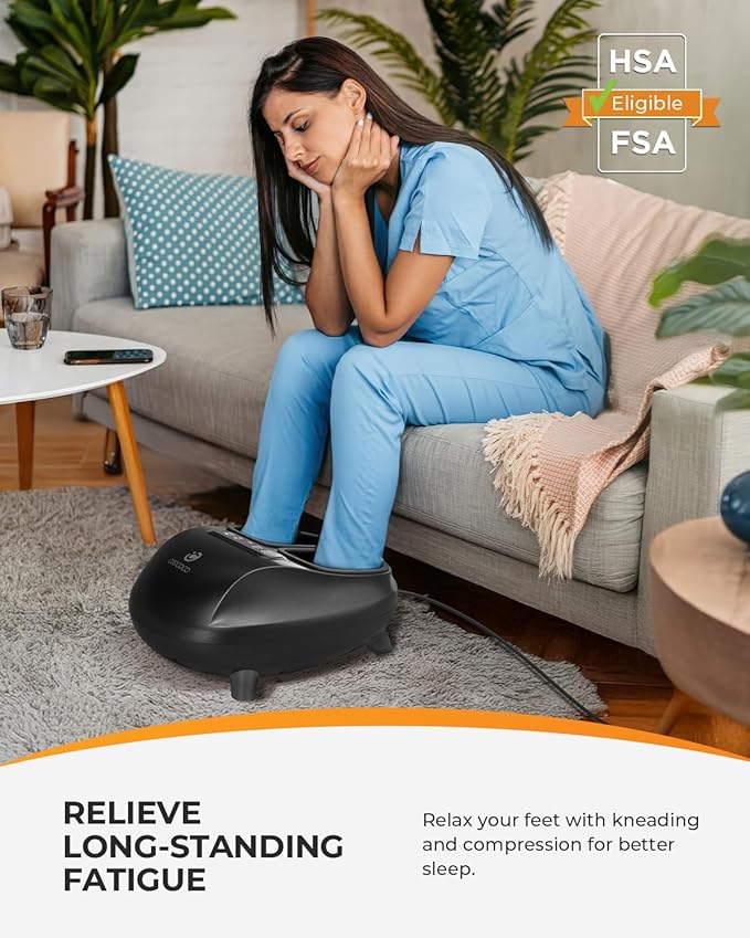 CooCoCo FSA Eligible Foot Massager with Heat Upgrade ABS Feet Massager with Remote Foot Massager for Neuropathy &amp Plantar Fasciitis Foot Massage Machine with Base Kneading Compression Foot Wa