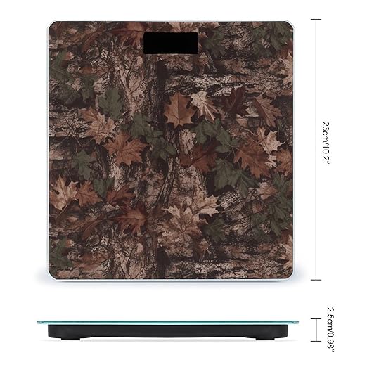 Outfitter Tuff Camo Bathroom Scale Automatic Power On/Off Body Scales LCD Backlight Display Square Digital Scale Rounded Corners Bathroom Scales for Home Bedrooms