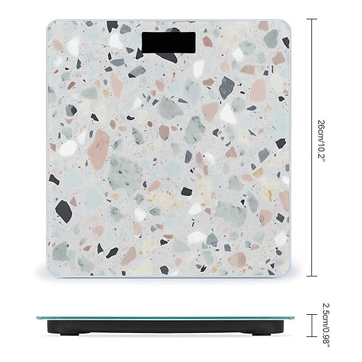 Terrazzo Marble Pastel Weight Scale for Body Weight Digital Bathroom Scale High Capacity Accurate Digital Weighing Scales and Easy-to-Read on Backlit LCD Display Scales
