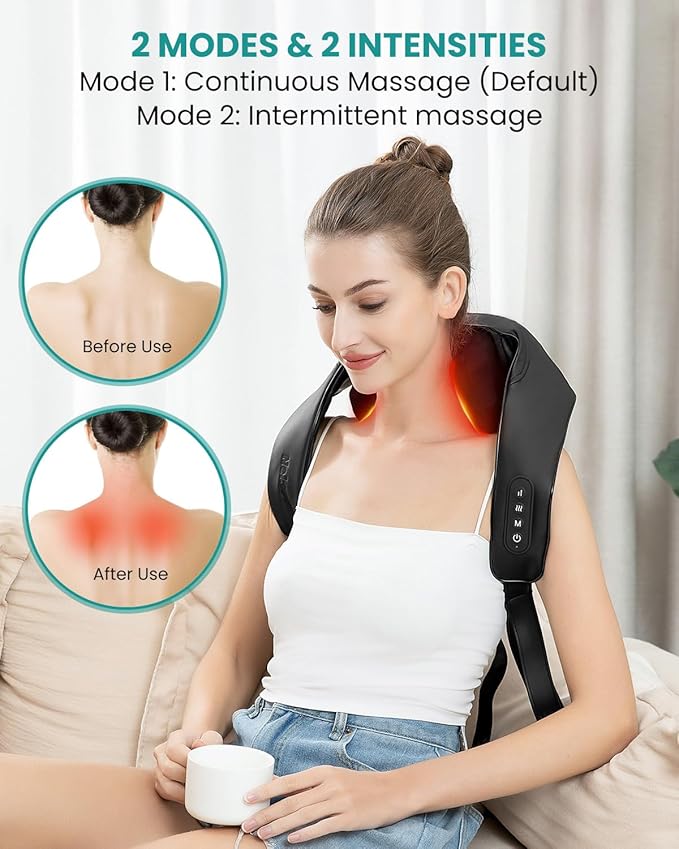 Nekteck Shiatsu Neck and Back Massager with Soothing Heat