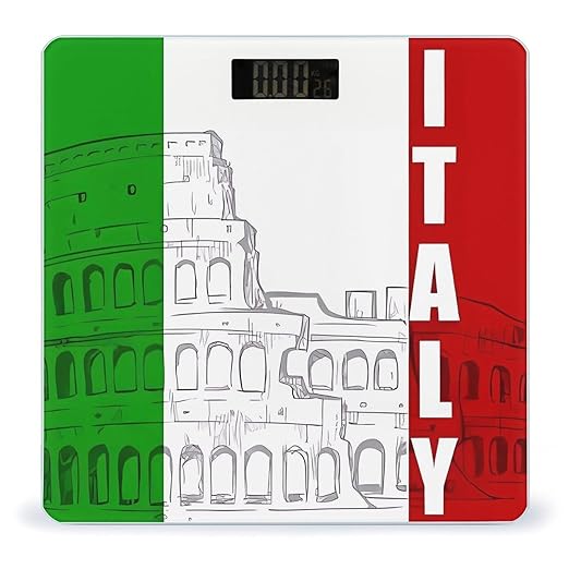 Digital Bathroom Scale for Body Weight Scale with Bright LCD Display High Accuracy Step-On Technology Auto On/Off Roman Colosseum Italian Flag Digital Scales 400 Lbs /180kg