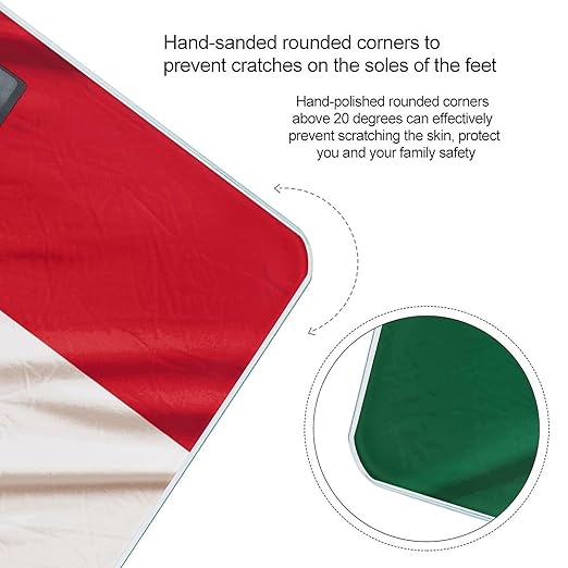 Italy Flag Digital Bathroom Scale for Body Weight with High Precision Digital Weighing Scale with BMI Clear LCD Display and Step-On Measures Weight Up to 180kg
