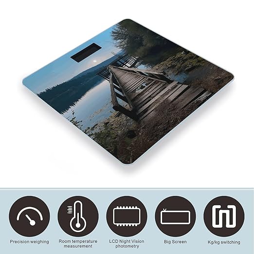 Digital Bathroom Scale for Body Weight Scale with Bright LCD Display High Accuracy Step-On Technology Auto On/Off Wooden Trestle by The Water Digital Scales 400 Lbs /180kg