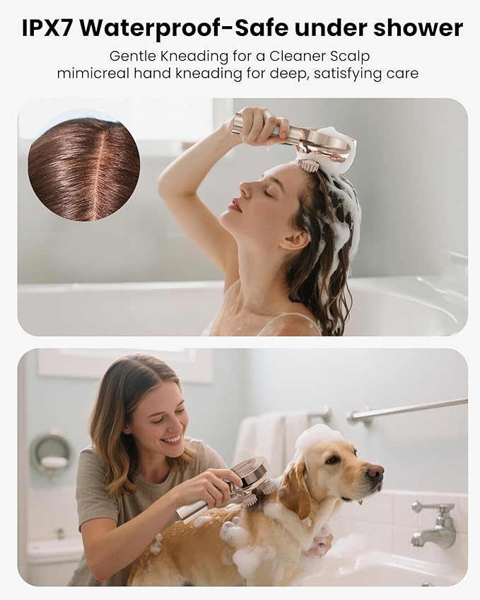 COMFIER Handheld Scalp Massager Hair GrowthCordless Hair Head Massager with 3 Modes &amp 8 Silicone ClawsIPX7 Waterproof Body Massager for Stress RelaxPet MassageHead ScratcherGifts MenWomen(Go