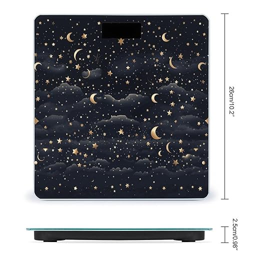 Digital Bathroom Scale for Body Weight Scale with Bright LCD Display High Accuracy Step-On Technology Auto On/Off Stars and Moon on Dark Background Digital Scales 400 Lbs /180kg