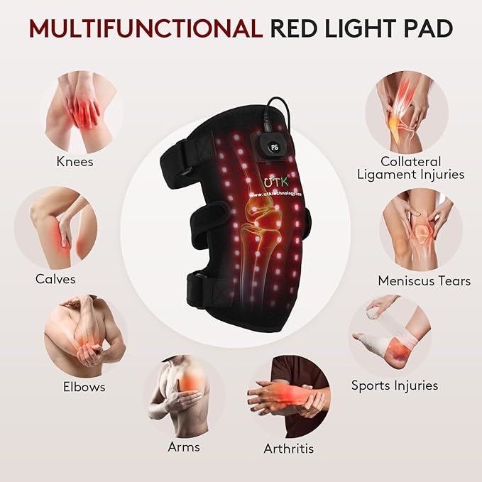 UTK Red Light Therapy for Knee and Elbow Infrared Light and Red Light Deeply Pain Relief Stiffness 10-60 min Auto Shut Off Portable Infrared Device Gift for Athletes and Active Lifestyles