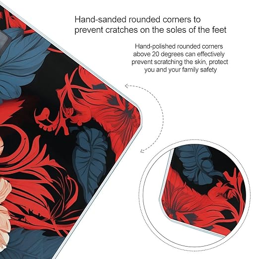Red Floral Pattern Smart Scale for Body Weight Accurate Bathroom Scale with LED Display Digital Weight Scales Weighing Machine High Precision Scales for Bath Home