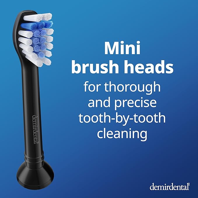 demirdental Toothbrush Heads mini Sensitive Compatible with Philips Sonicare Toothbrush Heads - Soft &amp Small Replacement Heads for Sensitive Teeth - Black - Replaces HX6088b - 8 Pack