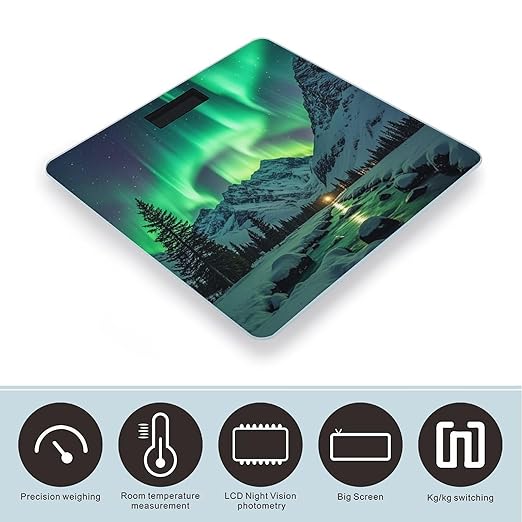 Northern Lights Weight Scale Highly Accurate Digital Weighing Scale with Large LCD Display Smart Bathroom Scales for Home Bedrooms and Gift Giving
