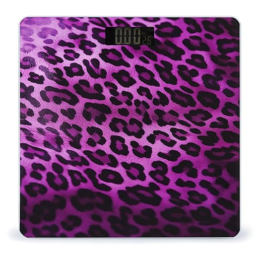 Purple Leopard Scale for Body Weight Accurate Digital Bathroom Scale Toughened Glass High Precision Scales Smart Weight Scales with Large LCD Backlight Display Weighing Machine